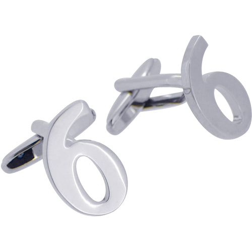 Number 6 Cufflinks Six Silver Cuff-links (Mix and Match any Initials & Number)