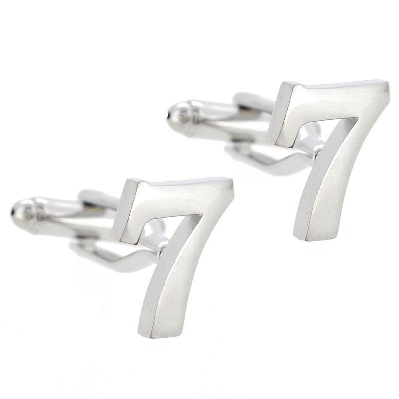 Number 7 Cufflinks Seven Silver Cuff-links (Mix and Match any Initials & Number)