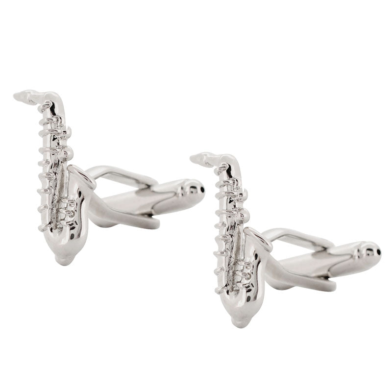 Saxophone Cufflinks Silver Cuff-links