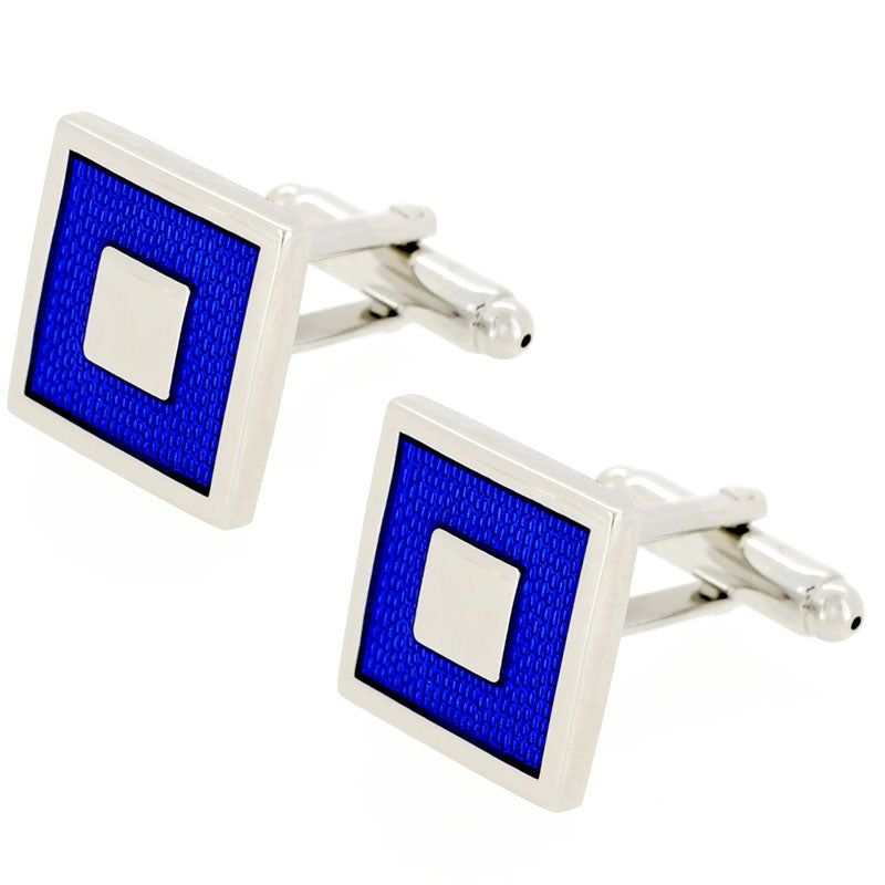 Blue And Silver Square Cufflinks Silver Cuff-links