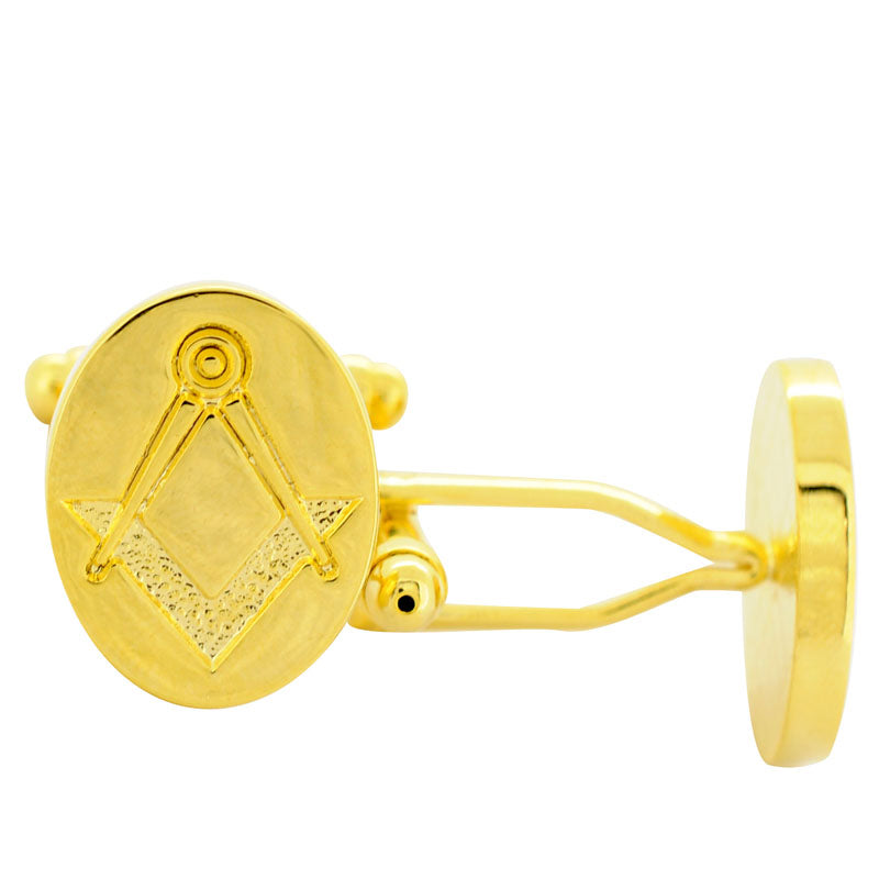 Oval Masonic Cufflinks Golden Cuff-links
