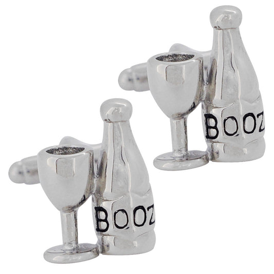 Silver Booze and Wine Bottle Cufflinks