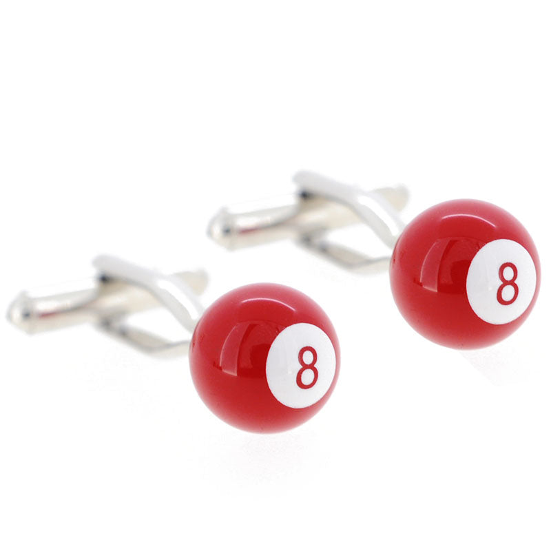 Red Pool Ball Number 8 Cufflink