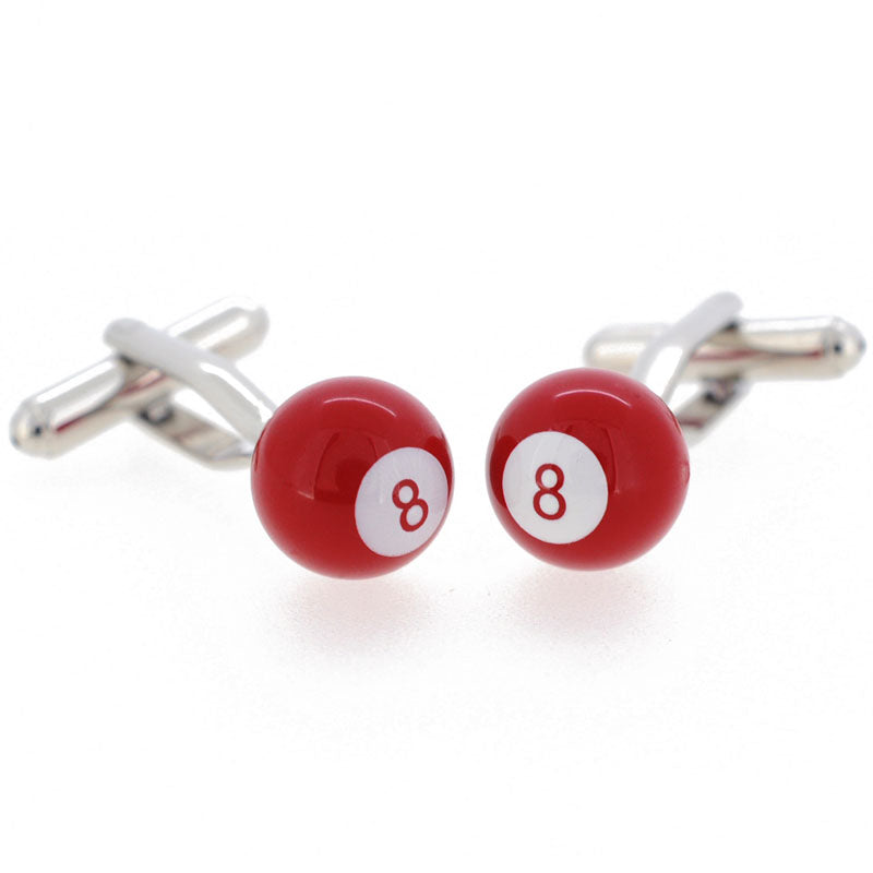 Red Pool Ball Number 8 Cufflink