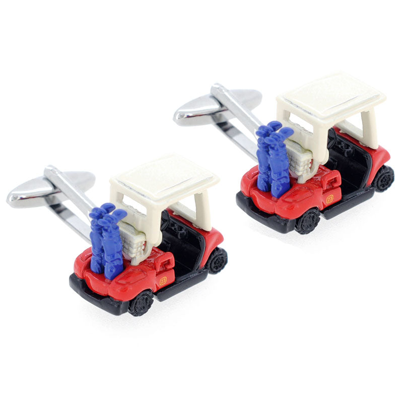 Red And White Golf Cart Cufflinks