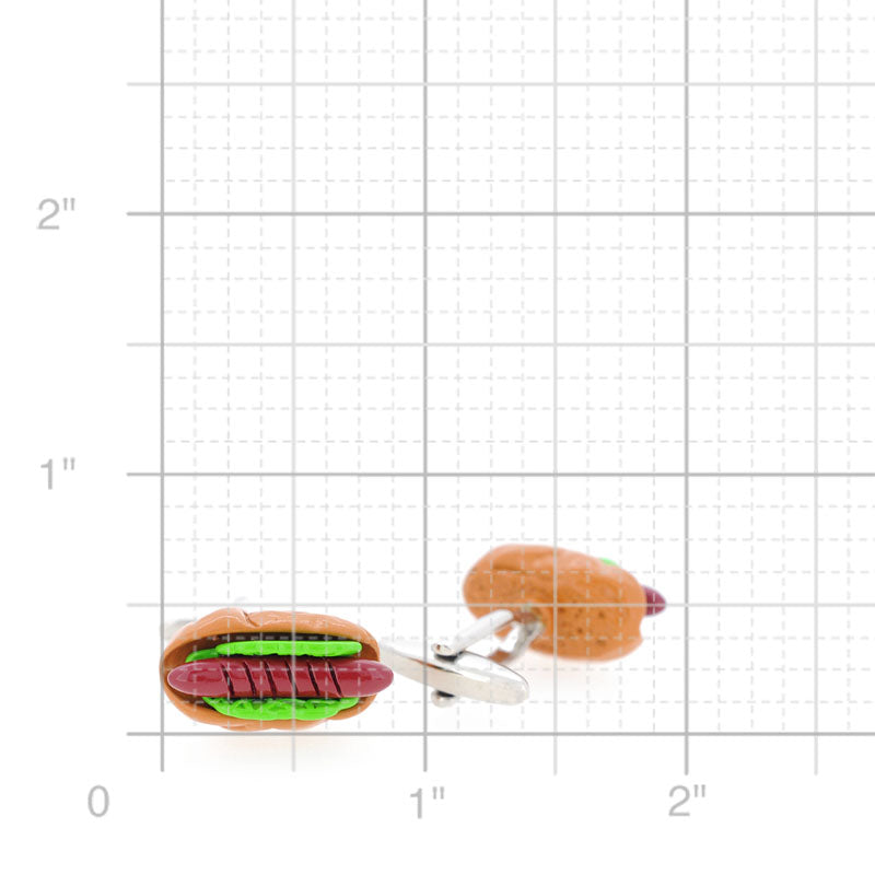 Enamel Cartoon Hotdog Cufflinks