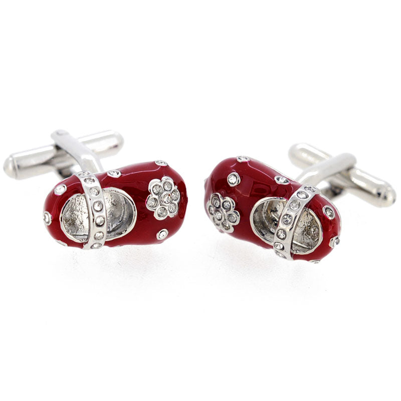 Red Mary Jane Flat Shoes Cufflinks