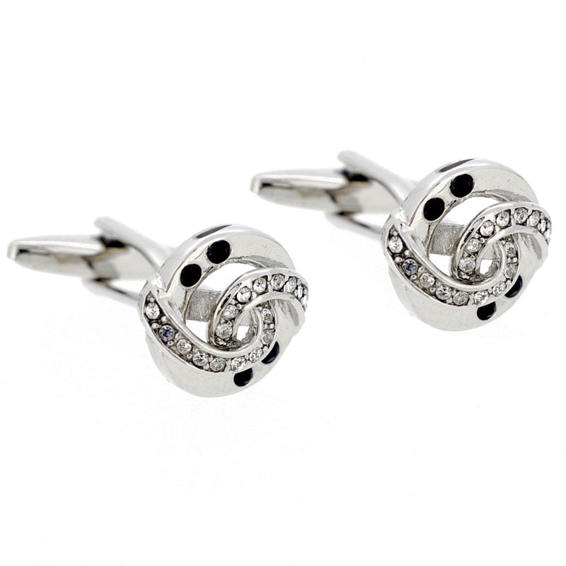 Crystal And Jet Whirl Cufflinks