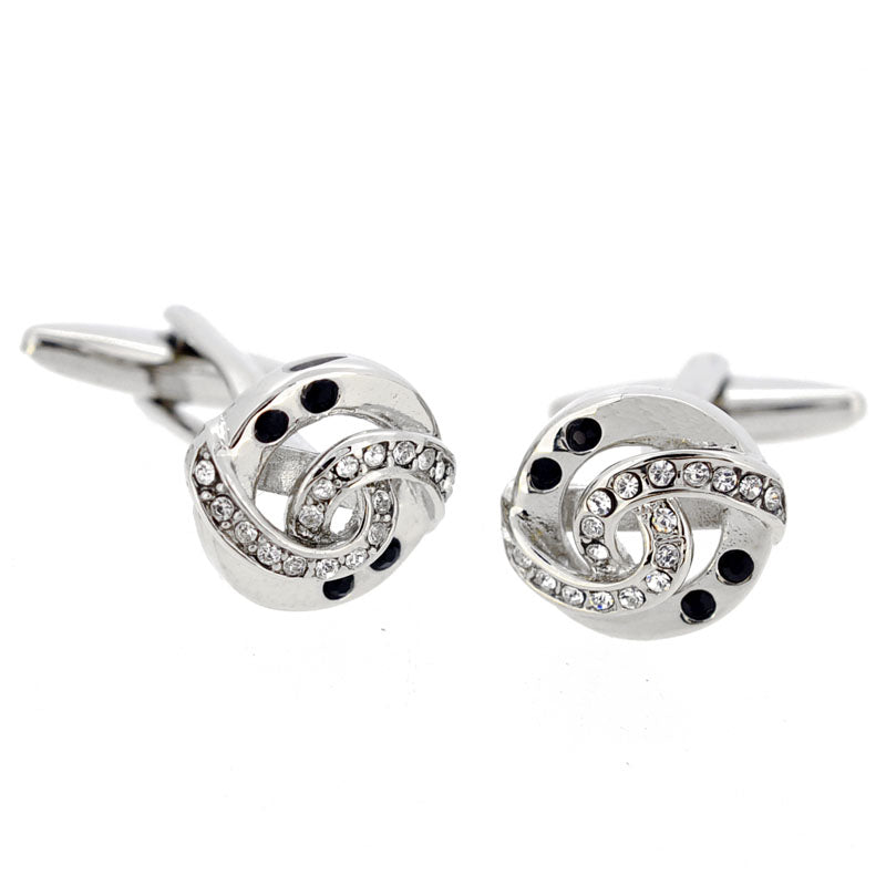 Crystal And Jet Whirl Cufflinks