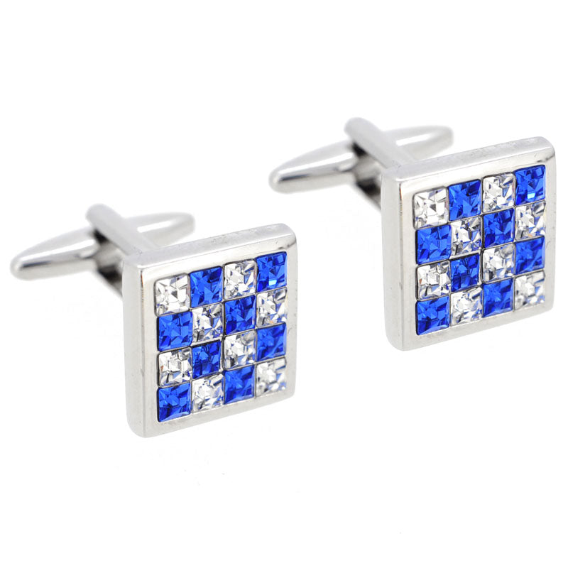 Sapphire Crystal Checkered Cufflinks
