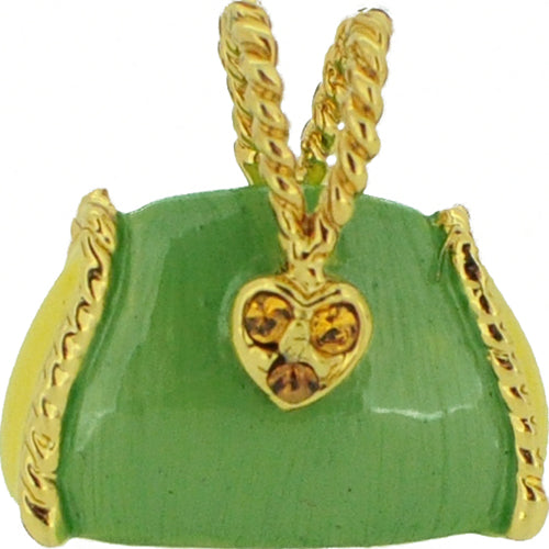 Swarovski Crystal Green Enamel Handbag Golden Pendant