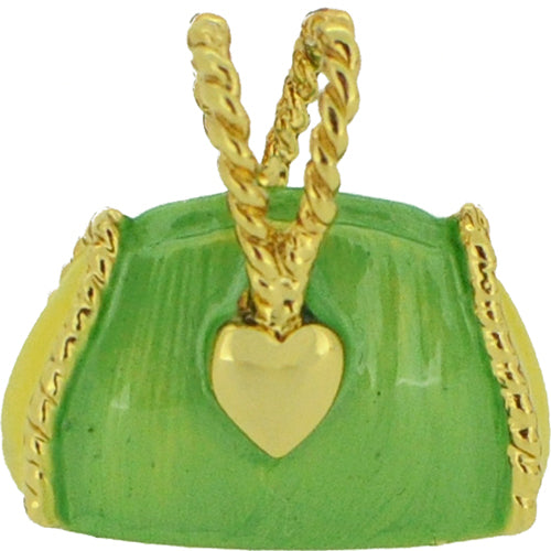 Swarovski Crystal Green Enamel Handbag Golden Pendant