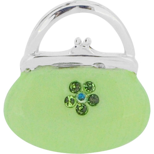 Swarovski Crystal Light Green Enamel Handbag Silver Pendant