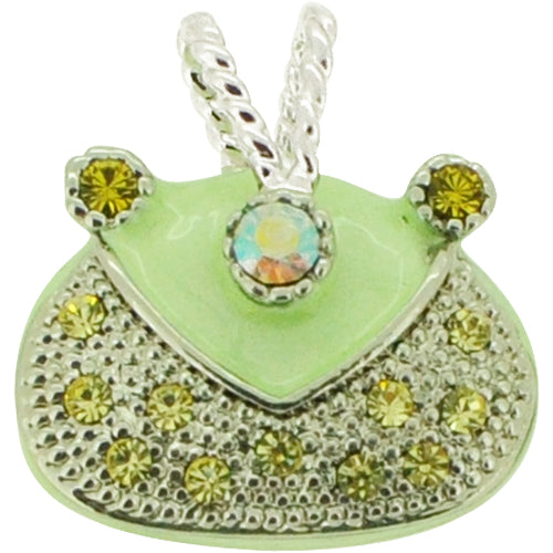 Swarovski Crystal Light Green Enamel Handbag Silver Pendant