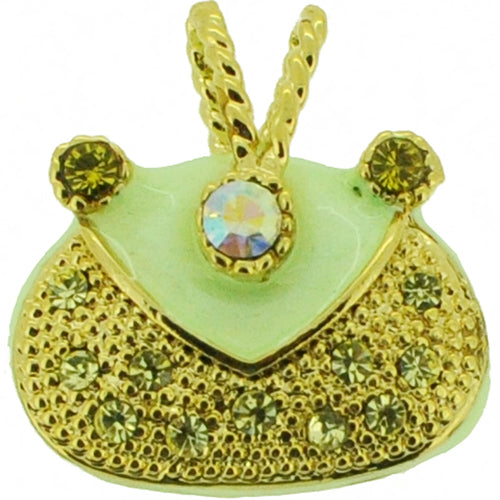 Swarovski Crystal Light Green Enamel Handbag Golden Pendant