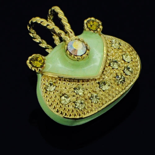 Swarovski Crystal Light Green Enamel Handbag Golden Pendant