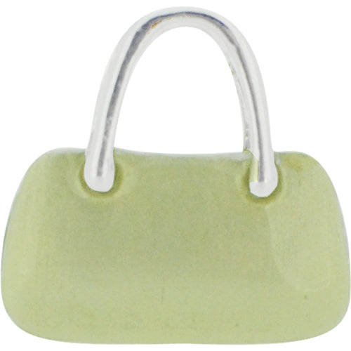 Swarovski Crystal Light Green Enamel Handbag Silver Pendant