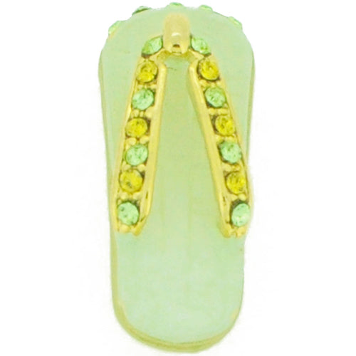 Swarovski Crystal Light Green Flip Flop Golden Pendant