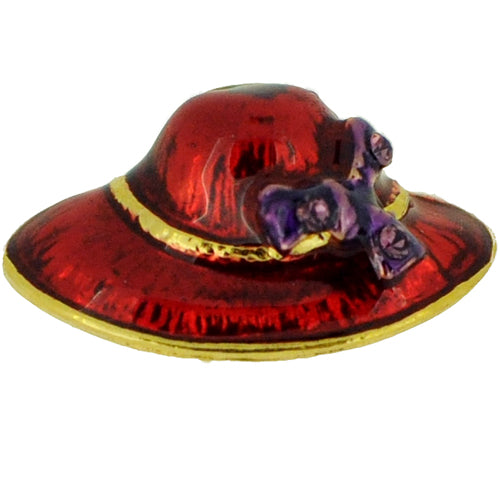 Swarovski Crystal Red Enamel Hat Golden Pendant