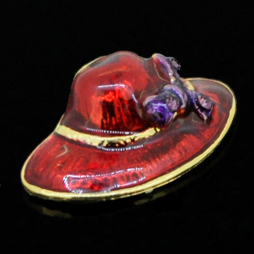 Swarovski Crystal Red Enamel Hat Golden Pendant