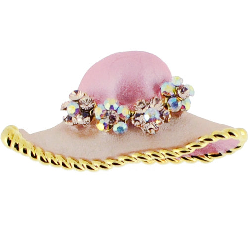 Swarovski Crystal Pink Hat Golden Pendant