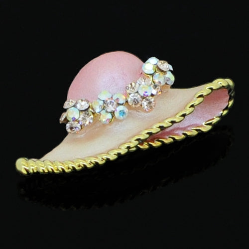 Swarovski Crystal Pink Hat Golden Pendant