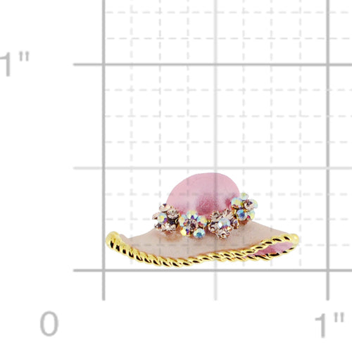 Swarovski Crystal Pink Hat Golden Pendant