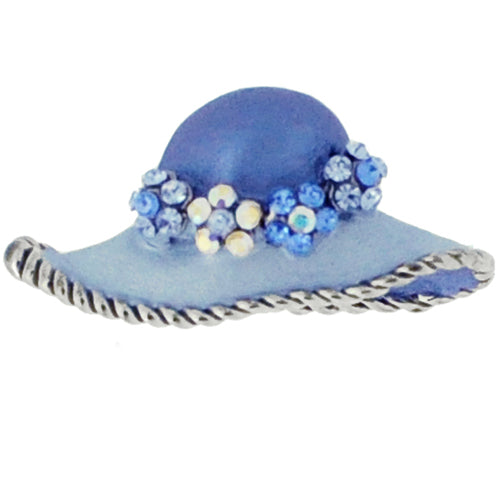 Blue Easter Bonnet Hat Silver Crystal Pendant