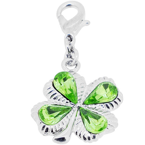 Erinite Clover Swarovski Crystal Silver Flower Pendant