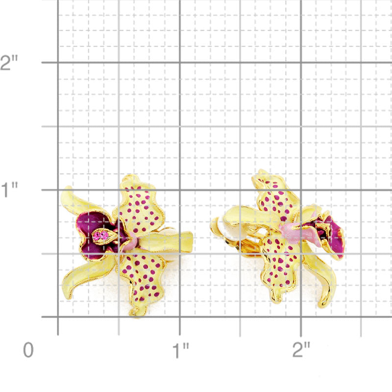 Yellow Orchid Swarovski Crystal Flower Earrings