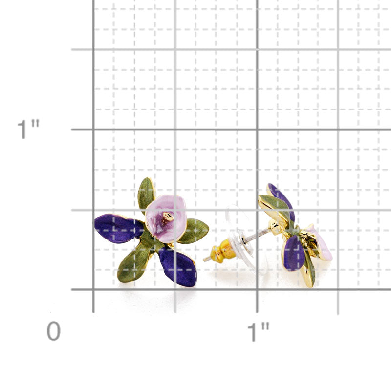 Purple Orchid Flower Earrings