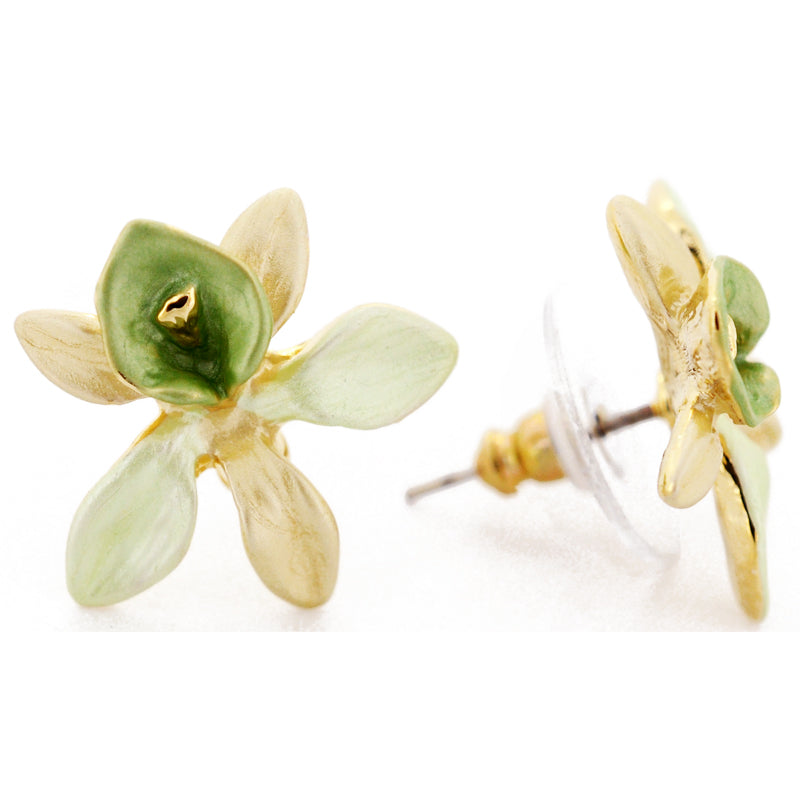 Green Orchid Flower Earrings