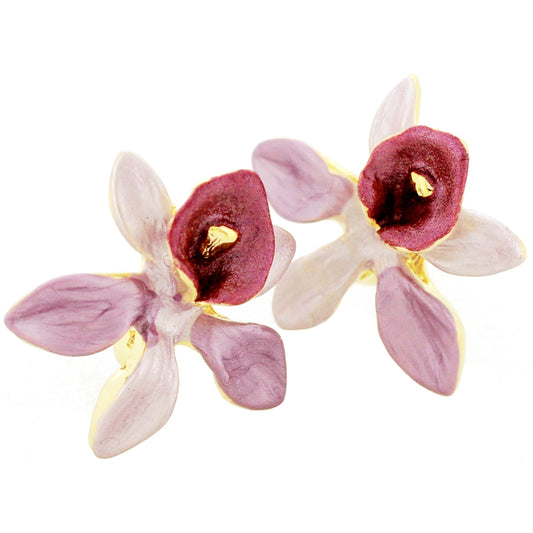 Violet Orchid Flower Earrings
