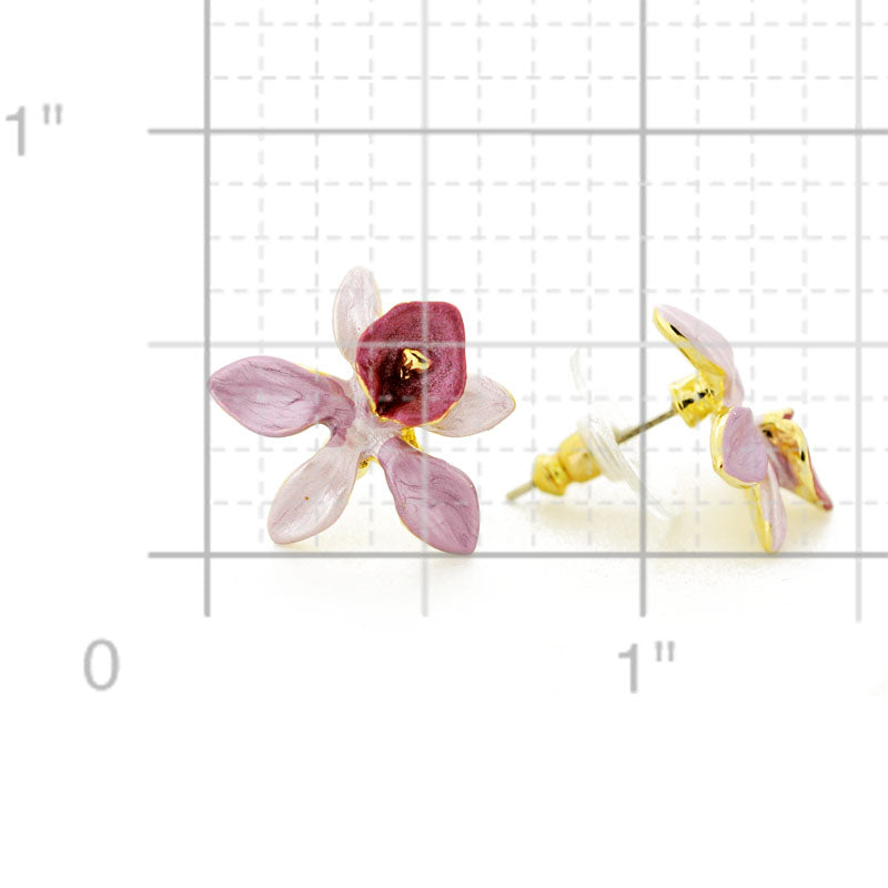 Violet Orchid Flower Earrings