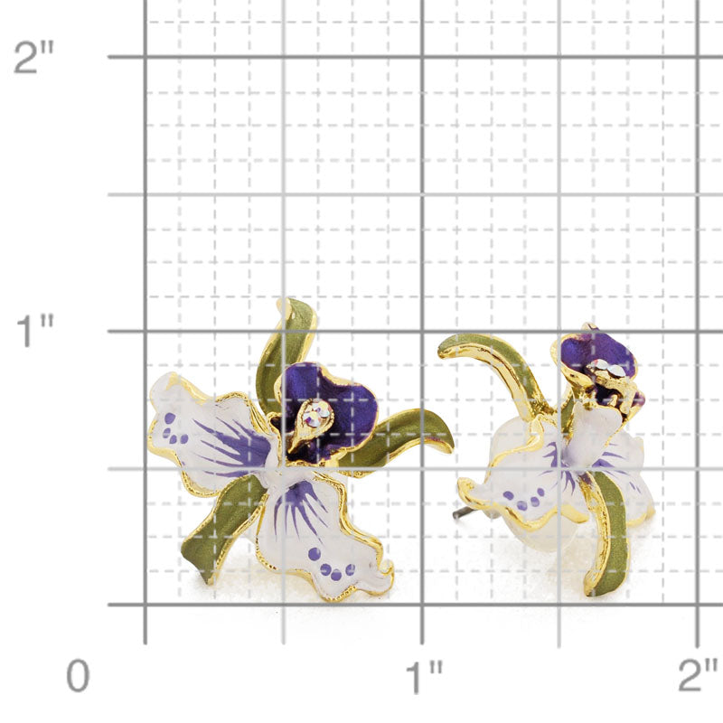 White Orchid Swarovski Crystal Flower Earrings
