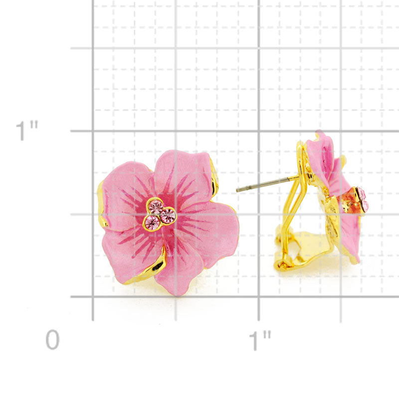 Pink Flower Swarovski Crystal Earrings
