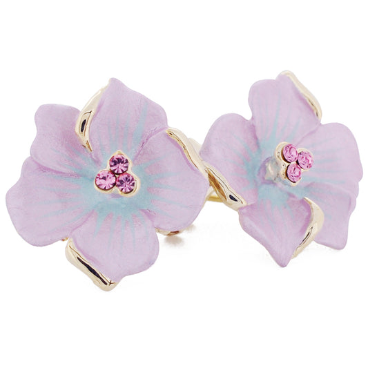 Light Violet Swarovski Crystal Flower Earrings