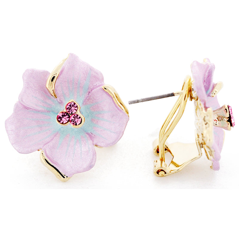 Light Violet Swarovski Crystal Flower Earrings
