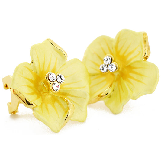 Yellow Flower Swarovski Crystal Earrings