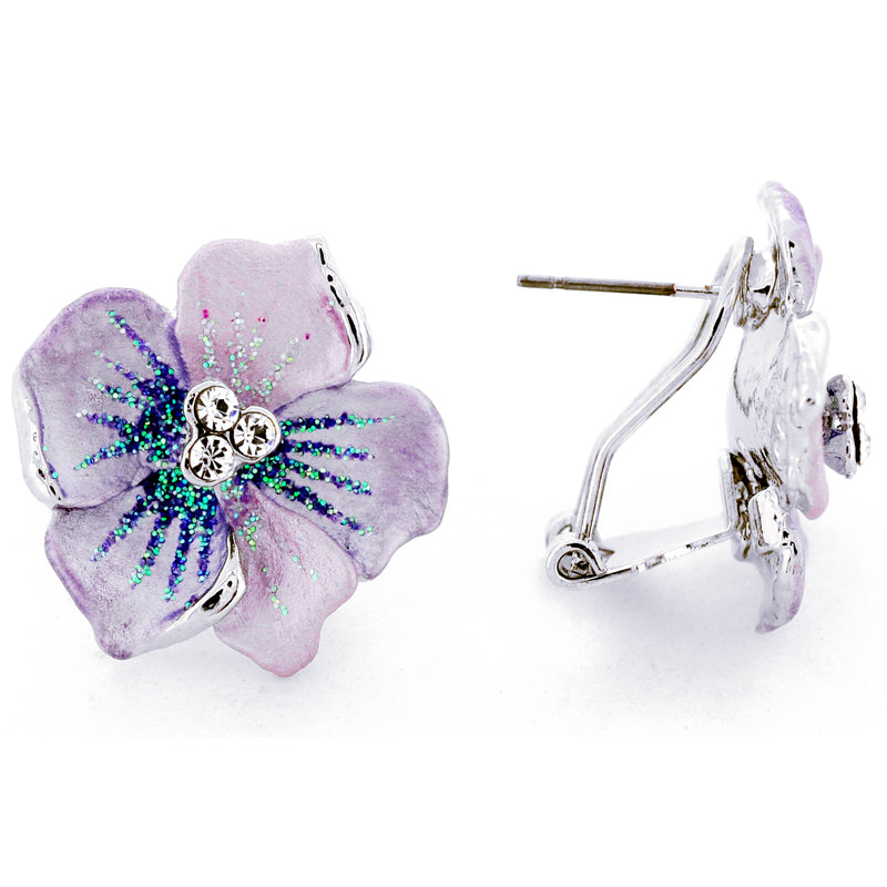 Purple Flower Swarovski Crystal Earrings