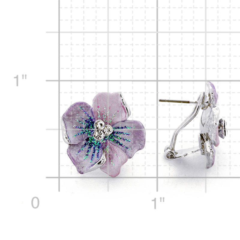 Purple Flower Swarovski Crystal Earrings