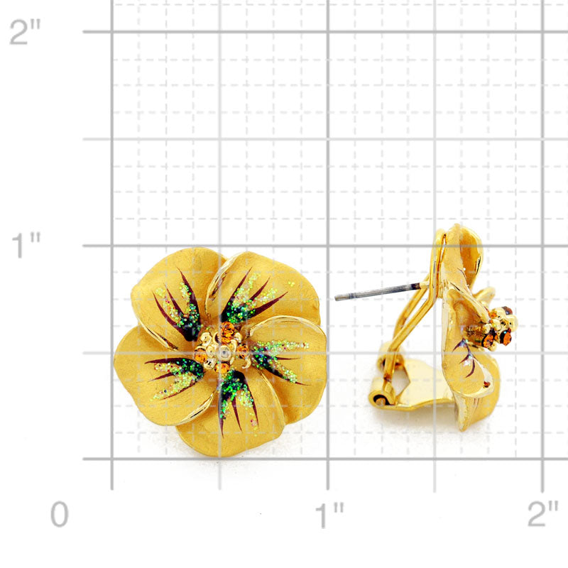 Topaz Hawaiian Plumeria Swarovski Crystal Flower Earrings