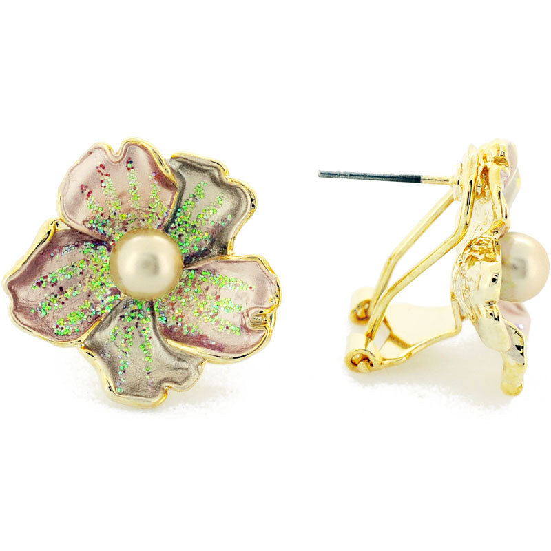Topaz Pearl Flower Earrings