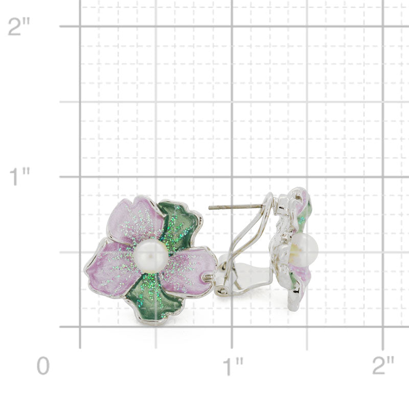 Purple Pearl Flower Earrings