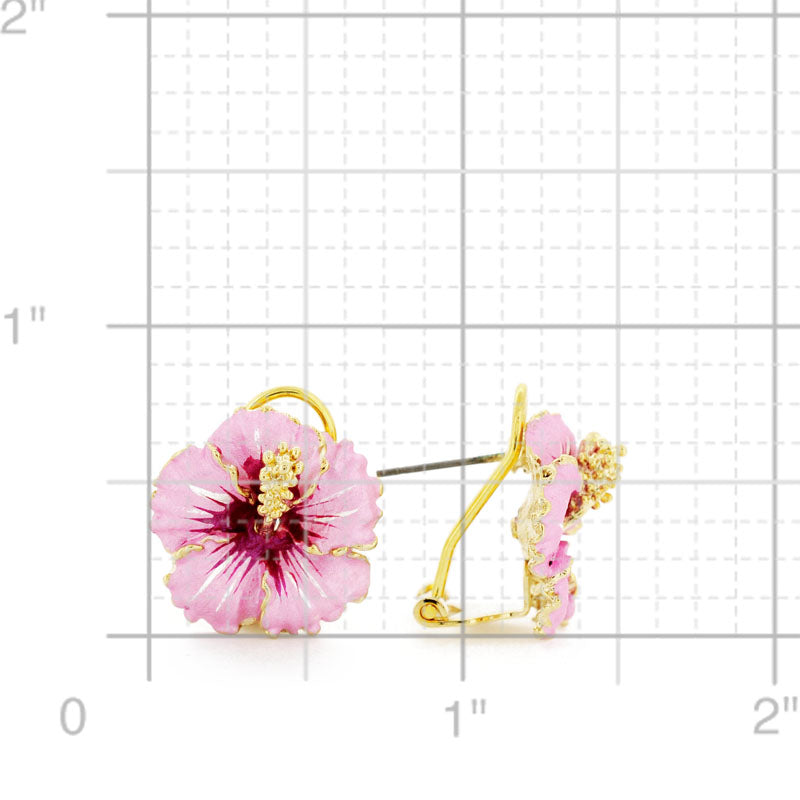 Pink Hawaiian Hibiscus Flower Earrings