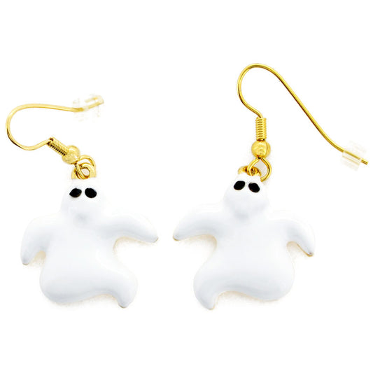 White Halloween Ghost Swarovski Crystal Earrings