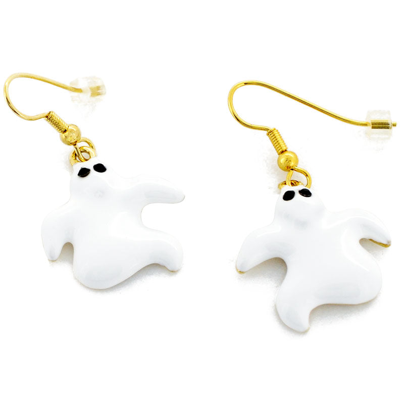 White Halloween Ghost Swarovski Crystal Earrings