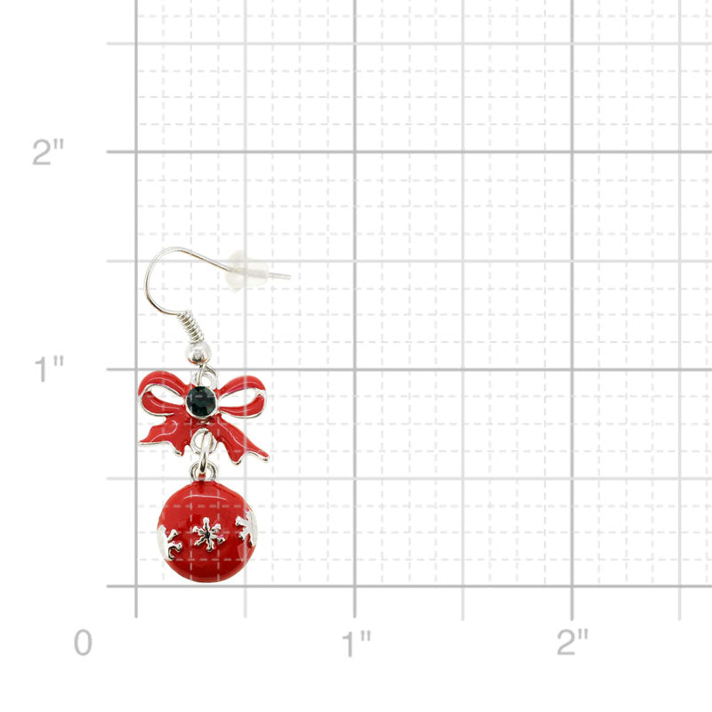 Enamel Red Christmas Bow Christmas Snowflake Earrings