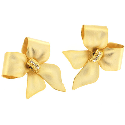 Golden Bow Swarovski Crystal Earrings