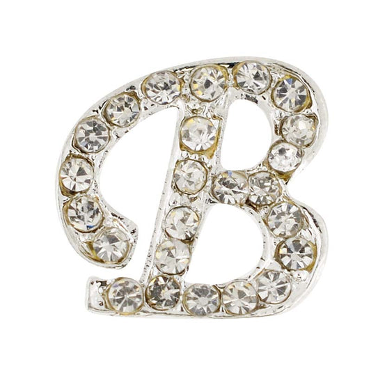 Chrome Letter B Crystal Lapel Pin